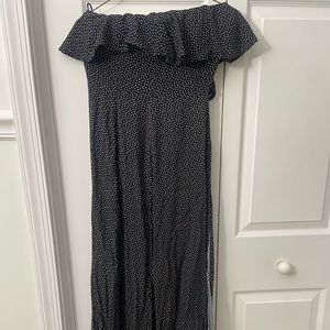 GoodMorning off the shoulder polka dot romper dress